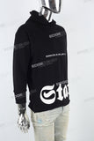 Black Bubble Print Embroidered Men's Hoodies