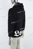 Black Bubble Print Embroidered Men's Hoodies