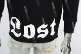 Black Bubble Print Embroidered Men's Hoodies