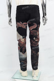 Black Angel Oil Print Mans Skinny Jeans