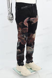 Black Angel Oil Print Mans Skinny Jeans