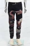 Black Angel Oil Print Mans Skinny Jeans