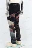 Black Angel Oil Print Mans Skinny Jeans