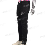 Wholesale Men Black Denim Pasnts Skinny Ripped Stacked Jeans