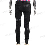 Wholesale Men Black Denim Pasnts Skinny Ripped Stacked Jeans