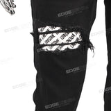 Wholesale Men Black Denim Pasnts Skinny Ripped Stacked Jeans