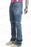 Custom Logo Men Fashion Pants Skinny Stacked Flare Denim Jeans
