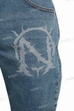 Custom Logo Men Fashion Pants Skinny Stacked Flare Denim Jeans