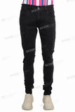 Custom Logo High Quality Men Black Skinny Stack Jeans