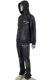 Customized Pullover Hooded Men Black Sweatsuit Sweatpants Hoodie Set