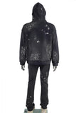 Customized Pullover Hooded Men Black Sweatsuit Sweatpants Hoodie Set