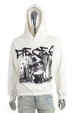 Wholesales Custom Loose Fit Sweatshirt Men No Drawstring White Pullover Hoodies