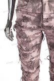 Stacked Fit Ripped Jeans- Tie Dye Hand Made