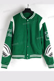 Patched Color Block Bomber Jacket