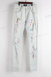 Blue Skinny Fit Distress and Hand Made Splatter