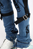Edge Denim Straps Blue Jeans